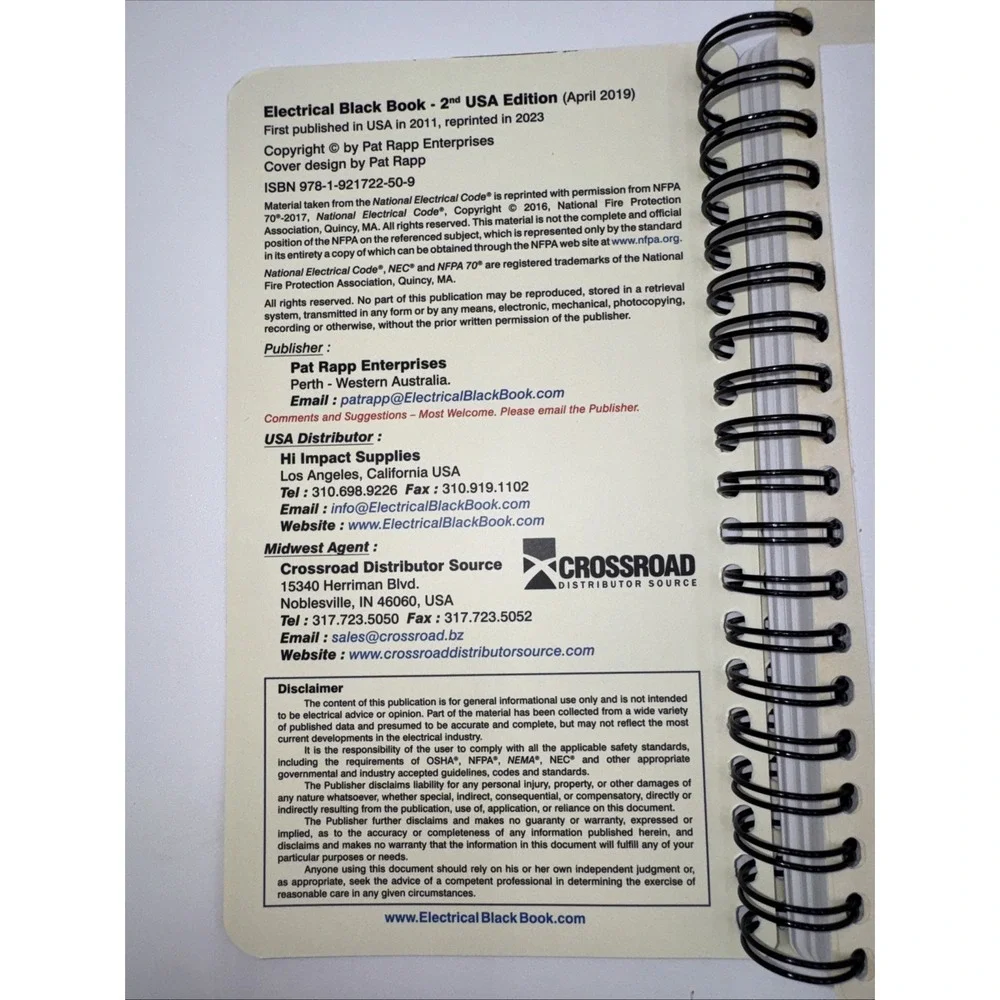 ENGINEERS BLACK BOOK ELECTRICAL HANDBOOK 2nd EDITION - Used Includes Extra Tabs